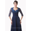 Grace Karin 2015 Newest Navy Blue Long Lace Formal Evening Dress With Long Sleeve CL6234